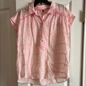 Pilcro Pink Short Sleeve Button-Up Blouse